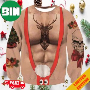 Skull Deer Muscle Sexy Ugly Sweater