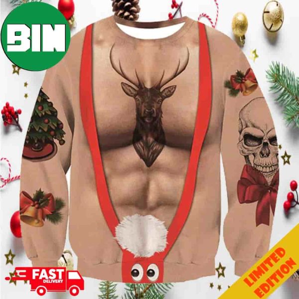 Skull Deer Muscle Sexy Ugly Sweater