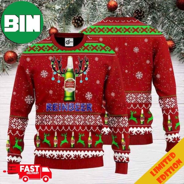 Stella Artois Reinbeer Ugly Christmas Sweater For Beer Lovers
