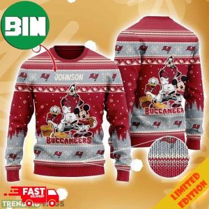 Tampa Bay Buccaneers Disney Donald Duck Mickey Mouse Goofy Custom Name Sport Fans Christmas Ugly Sweater For Men And Women