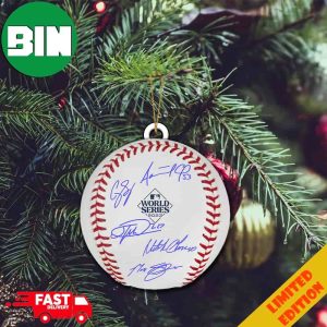 Texas Rangers Authentic 2023 World Series Champions Logo Rawlings Baseball With Multiple Signatures Limited Edition Christmas Ornament