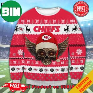 The Grinch Math Kansas City Chiefs NFL Skull Santa Hat Ugly Christmas Sweater For Men And Women