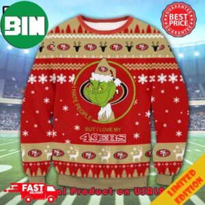 The Grinch Math San Francisco 49ers NFL Santa Hat I Hate People Ugly Christmas Sweater For Men And Women