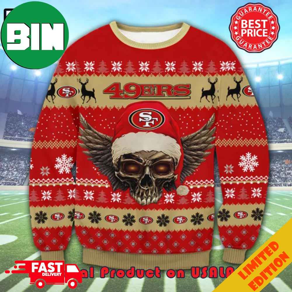 The Grinch Math San Francisco 49ers NFL Skull Santa Hat Ugly Christmas ...