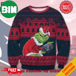 The Grinch x Houston Texans NFL Santa Hat Ugly Christmas Sweater 2023 For Men And Women