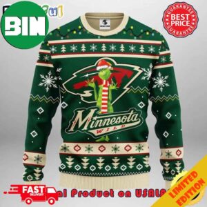 The Grinch x Minnesota Wild NHL Santa Hat Ugly Christmas Sweater 2023 For Men And Women