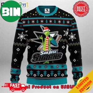 The Grinch x San Jose Sharks NHL Santa Hat Ugly Christmas Sweater 2023 For Men And Women
