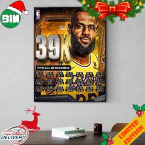The NBA’s All Time Leading Scorer The First Player Reach 39K Points And Averaging More 25 PPG For The 20th Straight Season LeBron James Los Angeles Lakers Poster Canvas