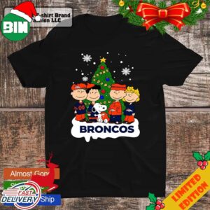 The Peanuts With Christmas Tree Love Broncos T-Shirt