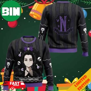 This is my Happy Face Wednesday Addams Ugly Christmas Sweater For Men And Women