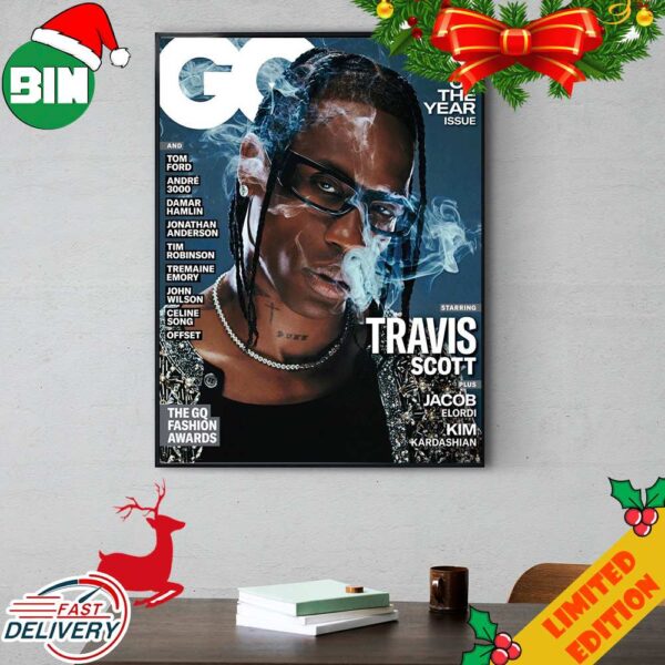 Travis Scott On The Cover Of GQ’s 2023 Man Of The Year Issue Poster Canvas