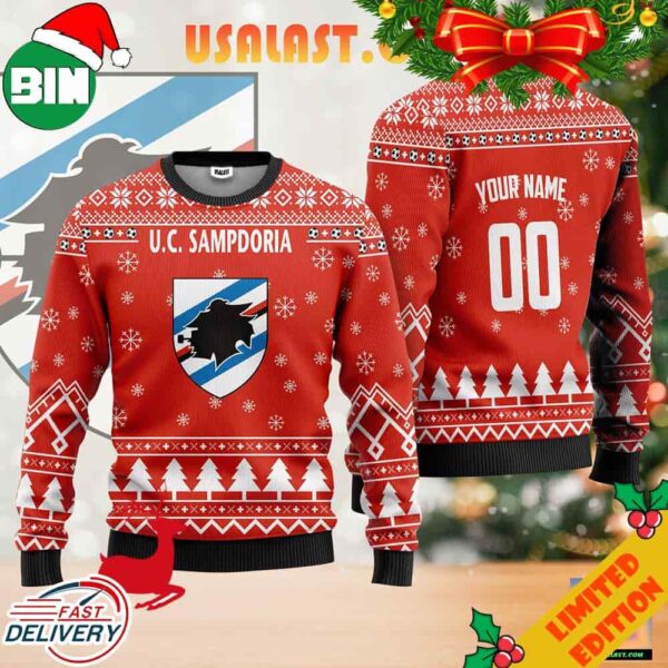 UC Sampdoria Personalized Ugly Christmas Sweater Red Version