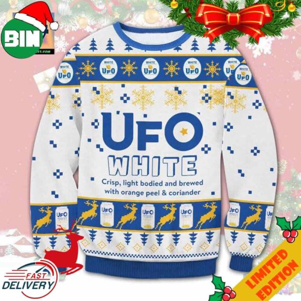 UFO White Beer Ugly Christmas Sweater