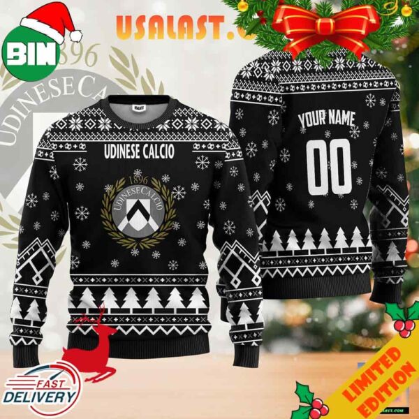 Udinese Calcio Personalized Ugly Christmas Sweater Black Version