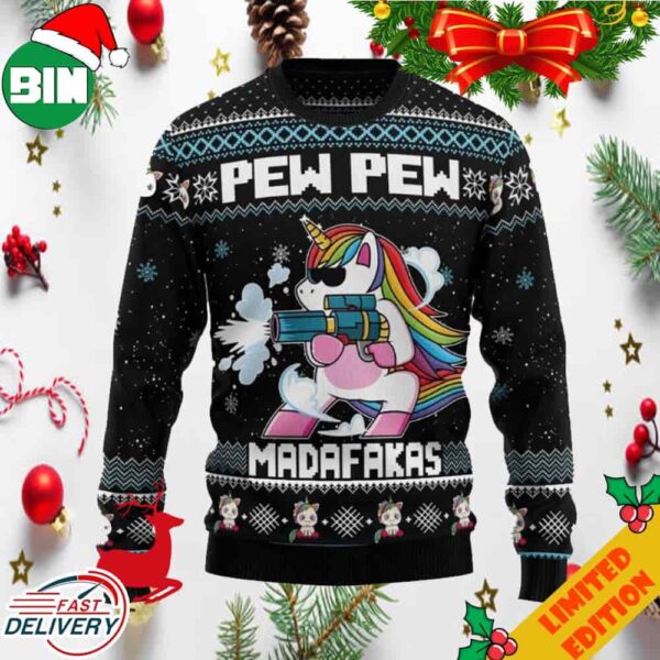 Unicorn Pew Pew Madafakas Funny Ugly Sweater