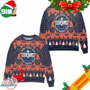 United States Navy Top Gun Pine Tree Pattern Ugly Christmas Sweater
