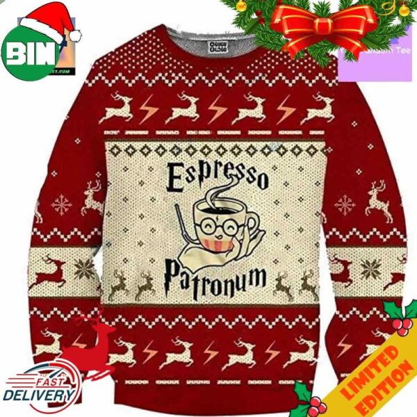 Vintage Espresso Patronumm Funny Retro Espresso 3D Ugly Christmas Sweater