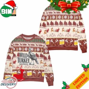 Wild Turkey Bourbon Snowflake Pattern Ugly Christmas Sweater