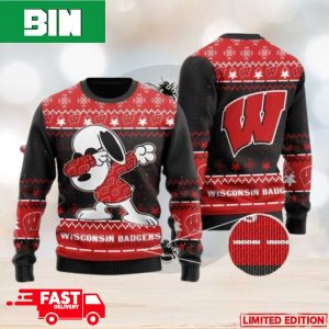 Wisconsin Badgers Snoopy Dabbing Ugly Christmas Sweater For Men And Women
