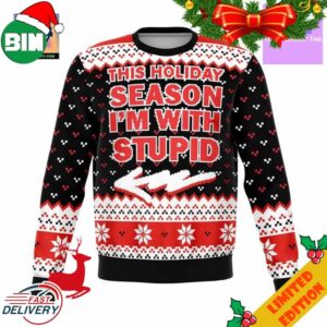 With Stupid Meme 2023 Design 3D Ugly Christmas Sweater