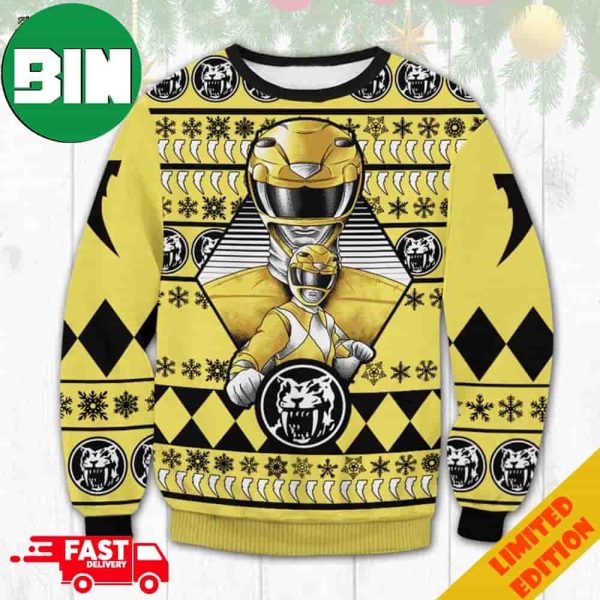 Yellow Power Rangers Ugly Christmas Sweater For Men And Women