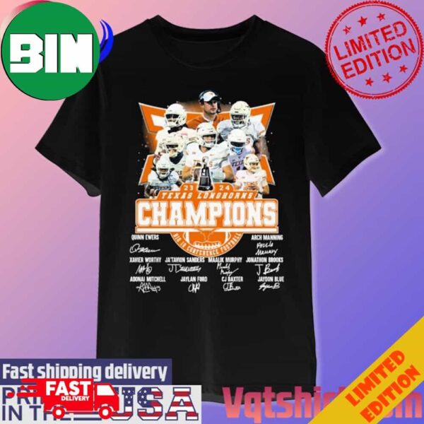 2023-2024 Texas Longhorns Champions Big 12 Conference Football Signatures Unique T-Shirt