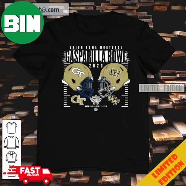 2023 Gasparilla Bowl Georgia Tech Yellow Jackets vs UCF Knights Helmet Head To Head T-Shirt