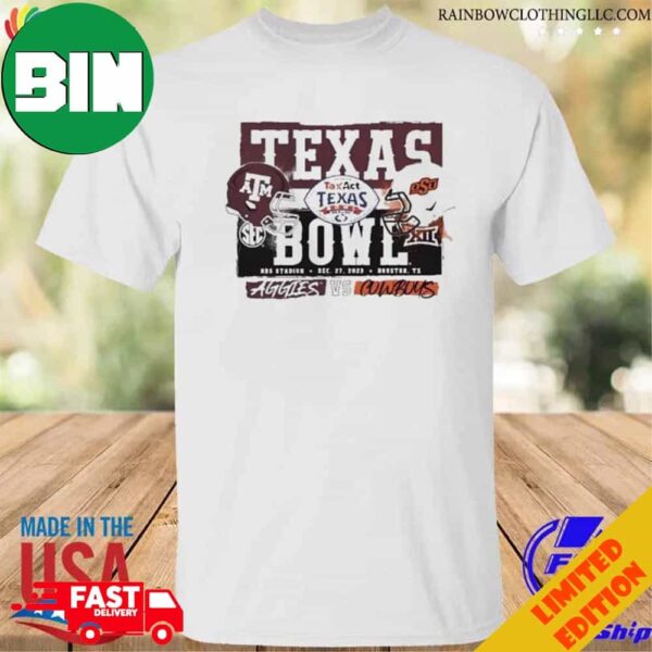 2023 Tax Act Texas Bowl Texas AM Aggies vs Oklahoma State Cowboys Helmet Classic T-Shirt