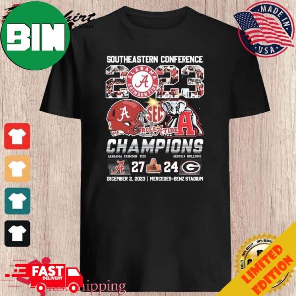 Alabama Crimson Tide Southeastern Conference 2023 Roll Tide Champions Bama 27-24 Georgia T-Shirt