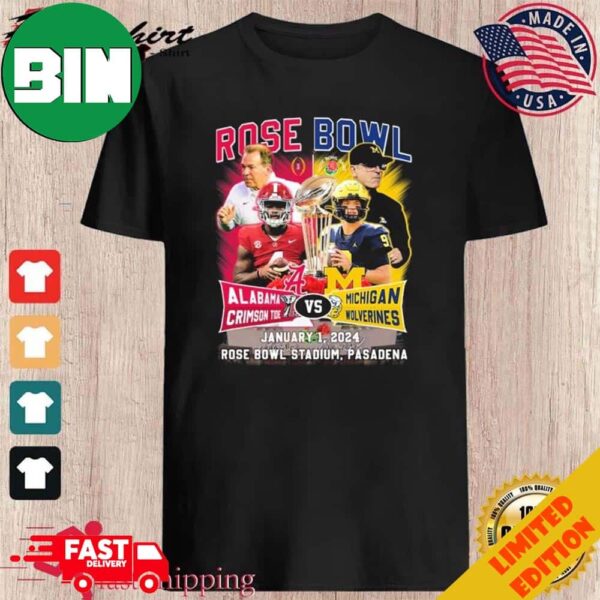 Alabama Crimson Tide vs Michigan Wolverines Rose Bowl Game Match-up January 1 2024 T-Shirt