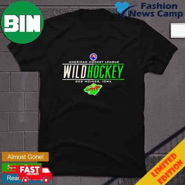 American Hockey League Wild Hockey Des Moines Iowa Minnesota Wild Logo T-Shirt Long Sleeve Hoodie