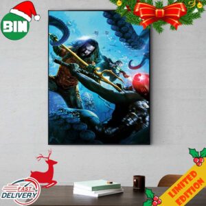 Aquaman 2 Jason Momoa And King Orm vs Black Manta Aquaman And The Lost Kingdom Textless Poster Canvas