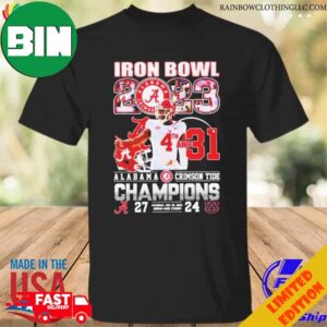 Back To Back Iron Bowl 2023 4th And 31 Alabama Crimson Tide Champions 27 24 Auburn Tigers T-Shirt Long Sleeve Hoodie