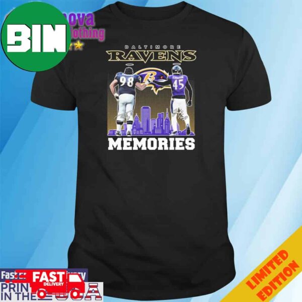 Baltimore Ravens Skyline Tony Siragusa And Jaylon Ferguson Memories Signatures T-Shirt