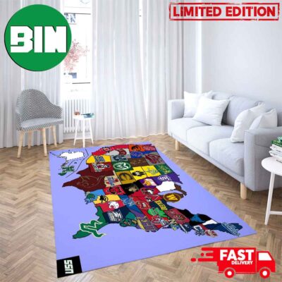 College Football Bowl All Teams All University Map Home Decor Rug Carpet