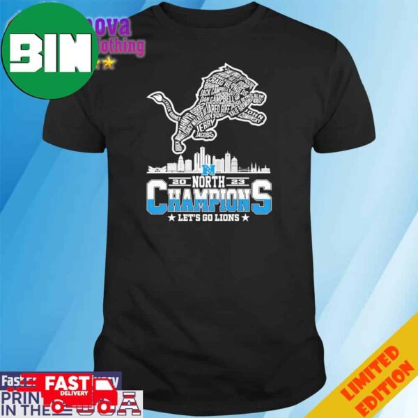 Detroit Lions 2023 Skyline North Champions Let’s Go Lions T-Shirt