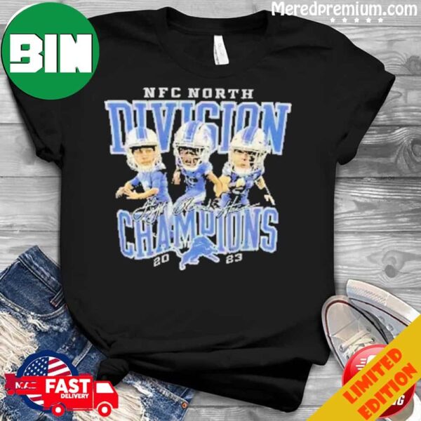 Detroit Lions Caricatures 2023 NFC North Champions Signatures T-Shirt