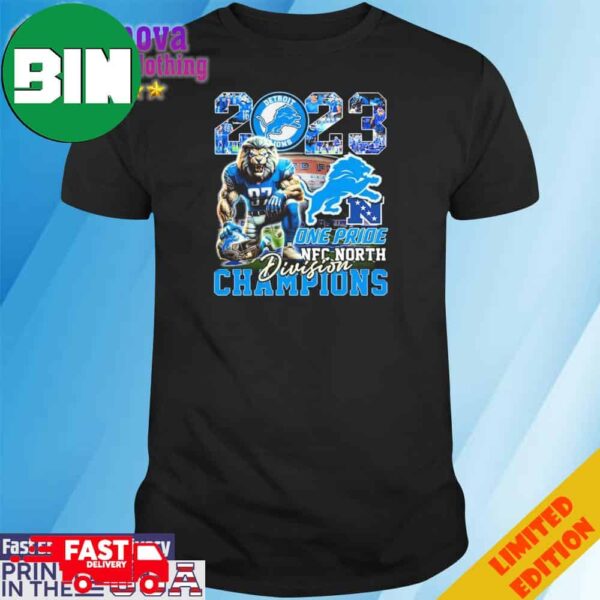 Detroit Lions Mascot 2023 One Pride NFC North Division Champions T-Shirt