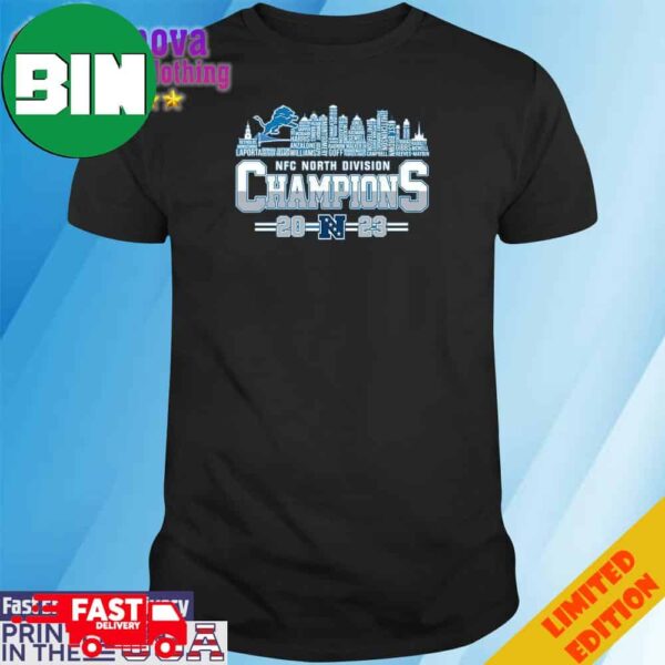 Detroit Lions Name Skyline NFC North Division Champions 2023 T-Shirt