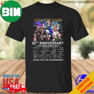 Doctor Who 60th Anniversary 1963 2023 Thank You For The Memories Doctor Who Signatures T-Shirt Long Sleeve Hoodie