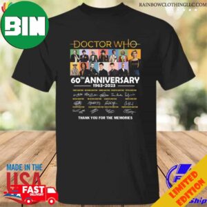 Doctor Who 60th Anniversary 1963 2023 Thank You For The Memories Signatures T-Shirt Long Sleeve Hoodie Doctor Who
