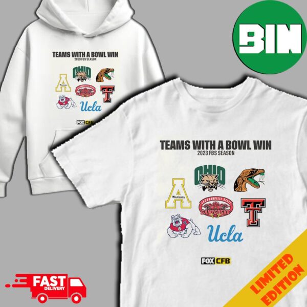 FOX College Football Summary Teams With A Bowl Win 2023 FBS Season Ohio Bobcats x Florida AM Rattlers UCLA x Texas Tech Red Raiders x Georgia Bulldogs T-Shirt