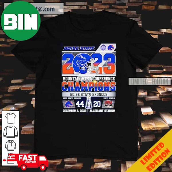 Funny 2023 Mountain West Conference Champions Boise State Broncos 44 20 T-Shirt Long Sleeve Hoodie