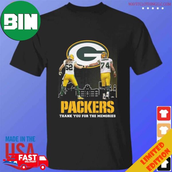 Green Bay Packers Clay Matthews And Aaron Kampman Thank You For The Memories Signatures Skyline T-Shirt
