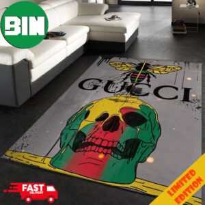 Gucci Skull And Bee Logo Paint Luxury Area Rug For Living Room Home Decorations Rug Carpet