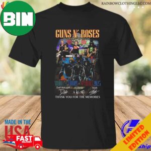 Guns N’ Roses Middle East Europe North America 2023 Thank You For The Memories Signatures T-Shirt Long Sleeve Hoodie Guns N’ Roses
