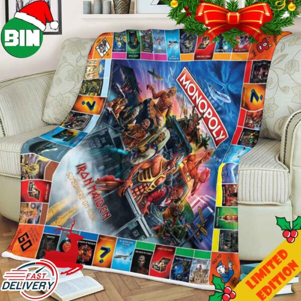 Iron Maiden Merch Store Gift For Fans Monopoly Game Home Decor Fleece Blanket For Bedroom And Living Room