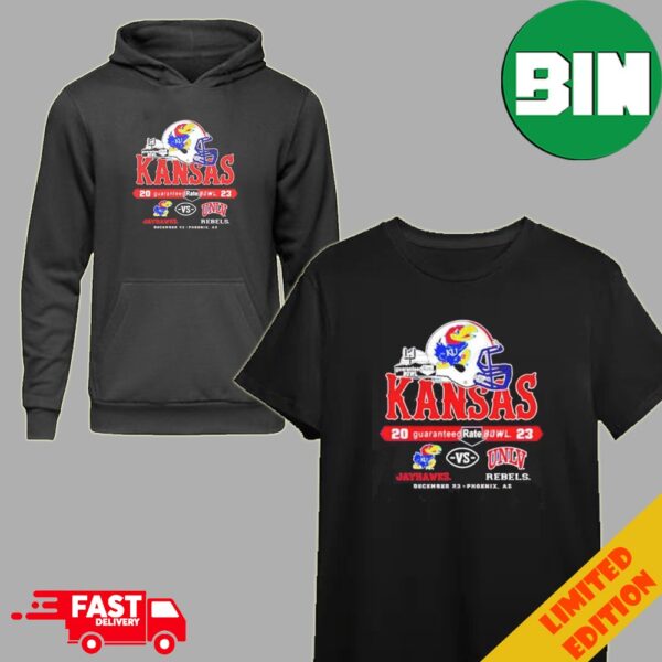 Kansas Jayhawks vs UNLV Rebels 2023 Guaranteed Rate Bowl December 26 T-Shirt Long Sleeve Hoodie Sweater