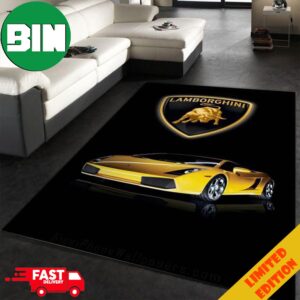 Lamborghini Car And Logo Area Rug For Bedroom Living Room Home Decor Rug Carpet