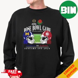 Rose Bowl Game Presented By Prudential Playoff Semifinal 2024 Michigan Wolverines vs Alabama Crimson Tide Helmet January 1st T-Shirt Hoodie Long Sleeve